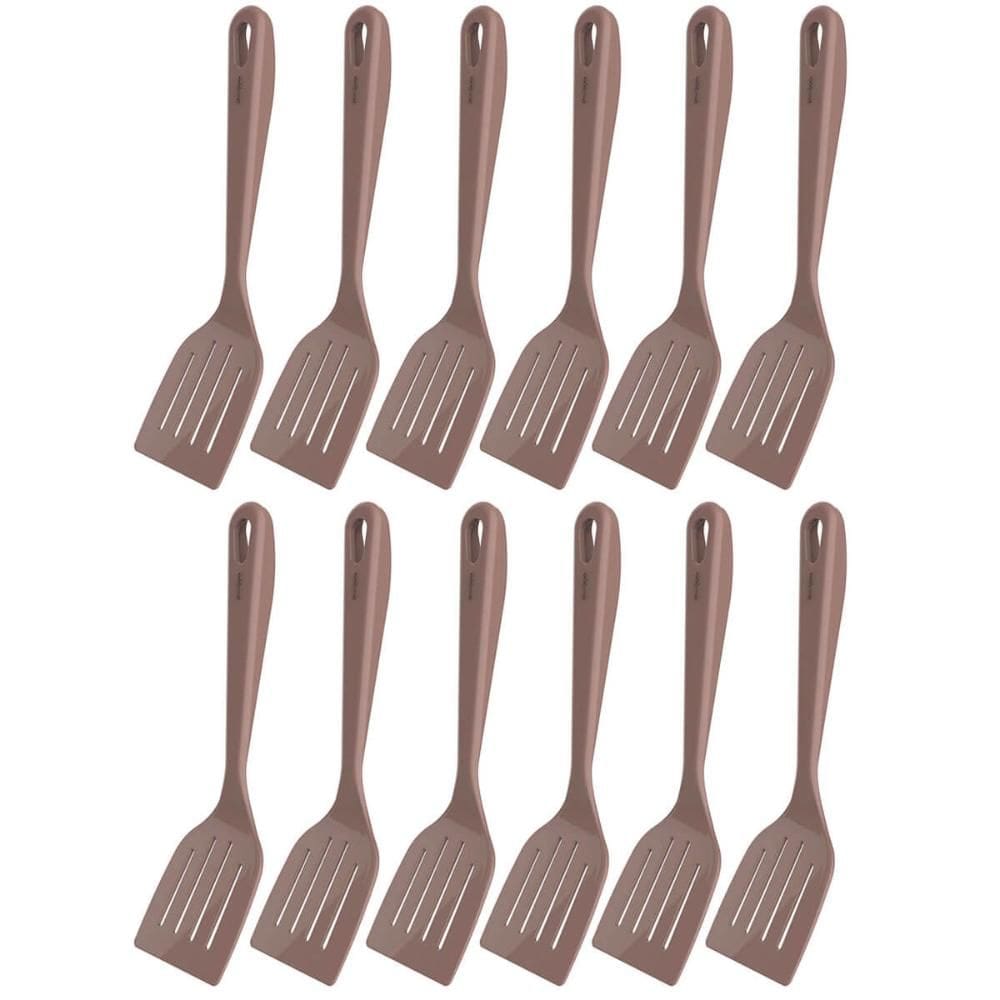 Kit 12 Espátulas Culinárias de Nylon 31,5cm Reta Kitch Crippa Amêndoa Restaurante