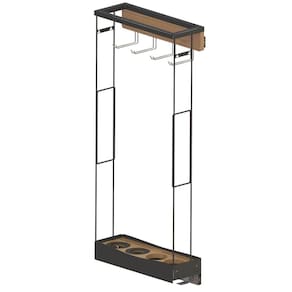 Porta Espetos Para Churrasco Steel em Chapa de Aço e Madeira com Porta Condimentos
