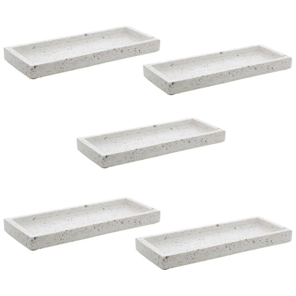 Conjunto 5 Bandejas de Mármore Terrazzo Lyor Retangular 25x1