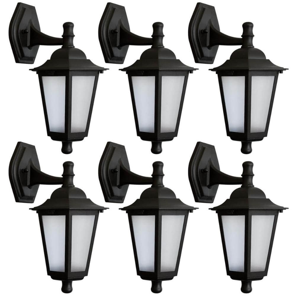 Kit 6 Arandelas Coloniais Externas Luminária de Parede Preta Bivolt 20W Retrô Jardim Dital