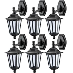 Kit 6 Luminárias Arandelas Pretas de Parede Dital 8x24x37cm Bivolt Lâmpada E27