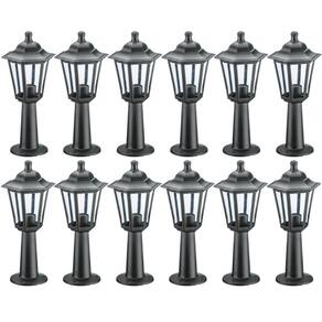 12 Luminárias Pretas Termoplástico Balizador de Chão Bivolt Jardim Colonial Dital