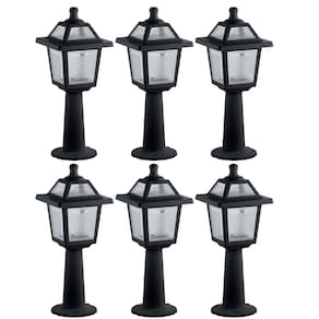 6 Balizadores de Jardim Pretos 45x18cm Luminárias de Chão Externas Ravena Dital Clássico