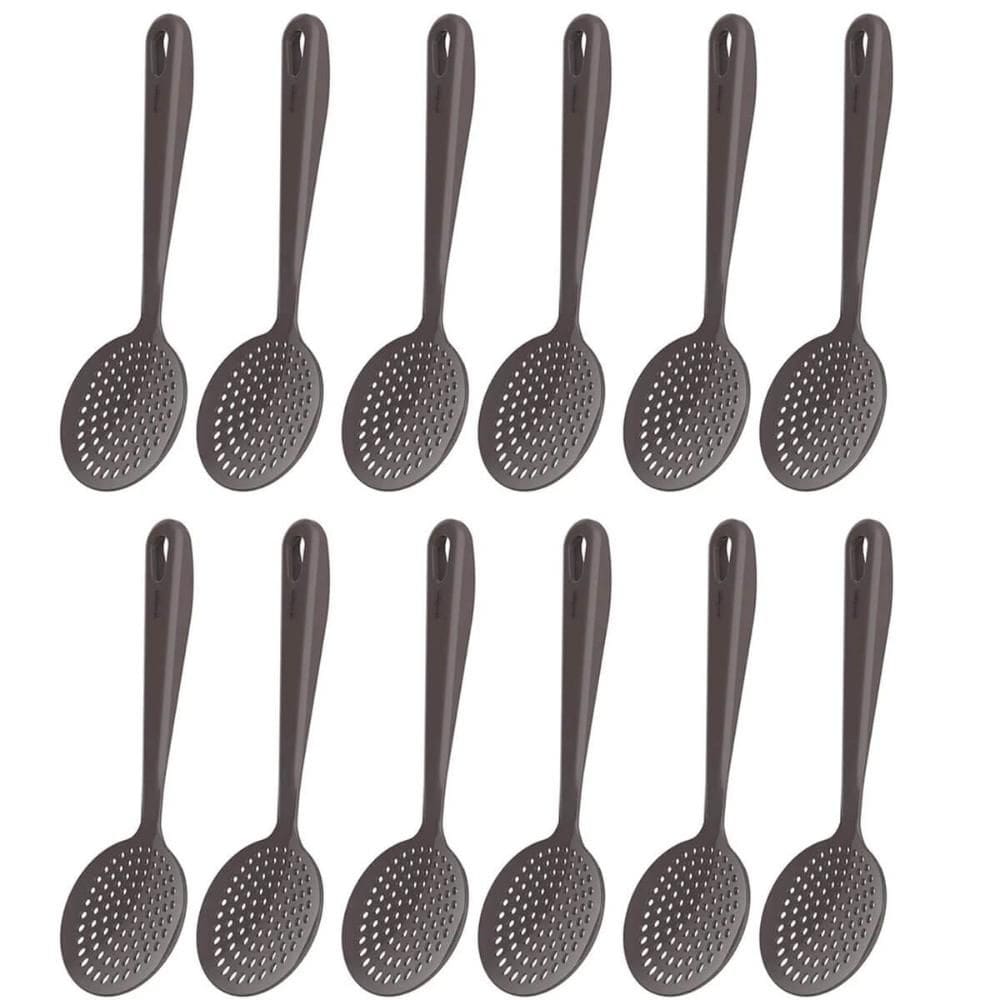 Kit 12 Espumadeiras para Cozinha Fritura Escumadeiras Cinzas Nylon Utensílios Culinários