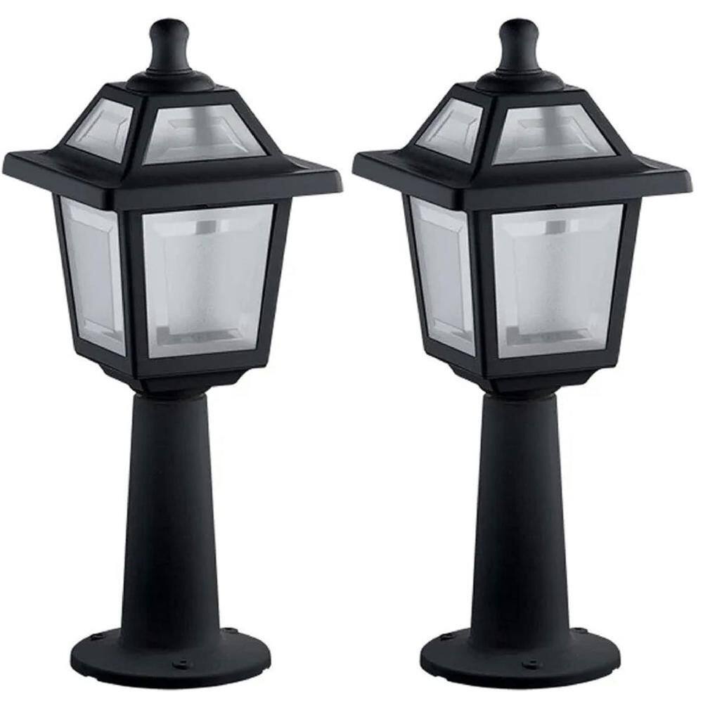 Kit 2 Luminárias de Chão Preta Ravena Dital Balizador Jardim Muro Externo Clássico