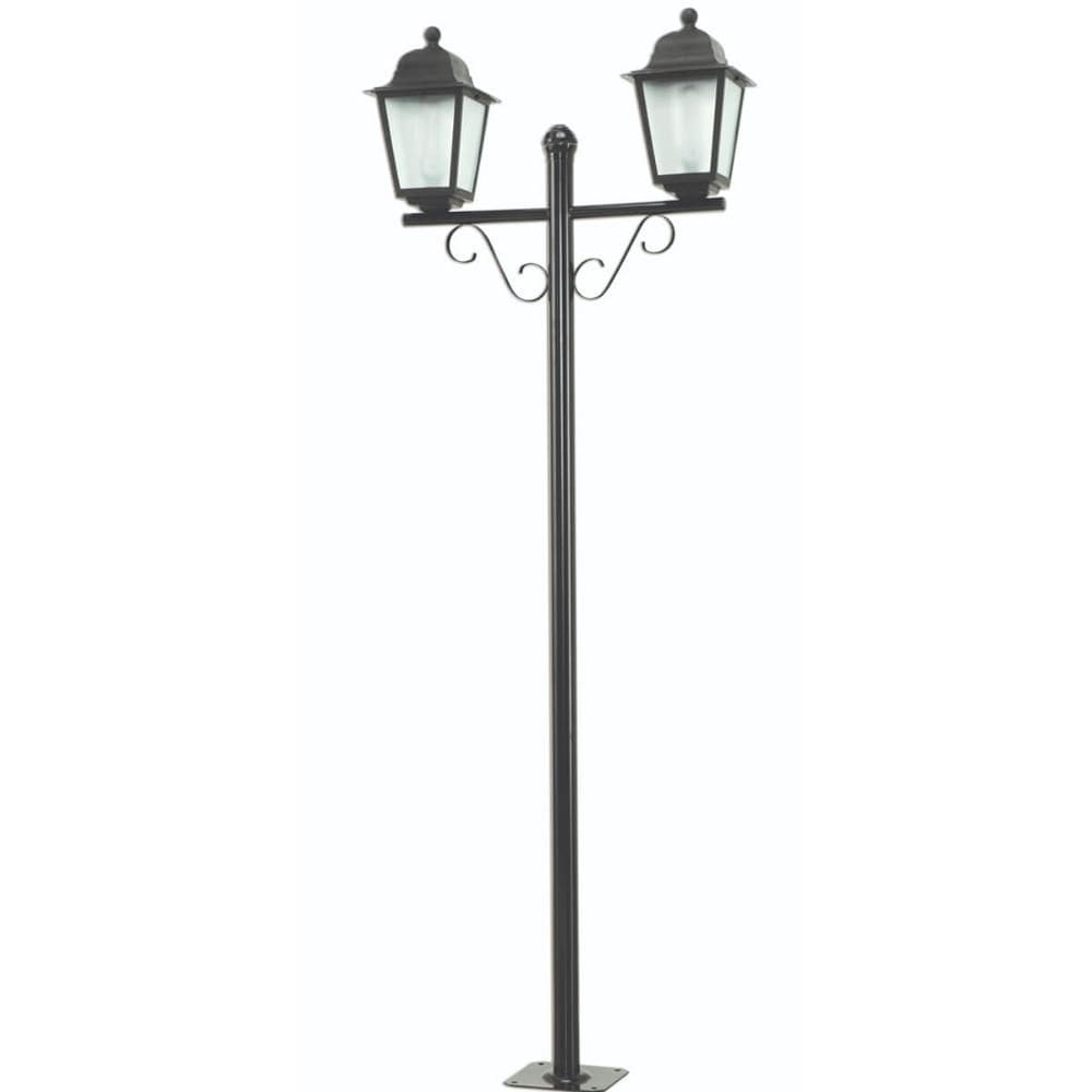 Poste de Jardim Preto Externo 2,1m Alumínio 2 Lâmpadas Bivolt Luminária