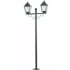 Poste de Jardim Preto Externo 2,1m Alumínio 2 Lâmpadas Bivolt Luminária