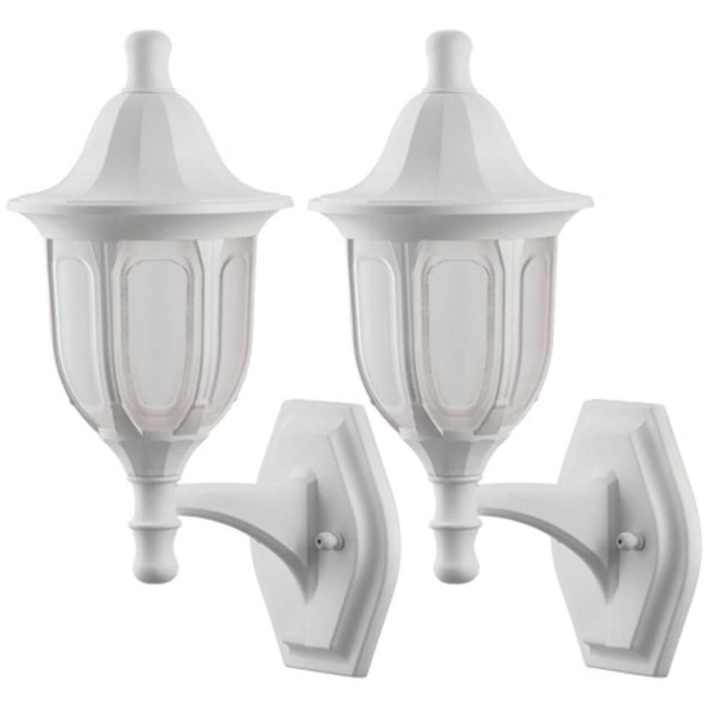 2 Arandelas Externas Modenas Brancas de Parede Clássicas 38cm Casas Jardim Dital