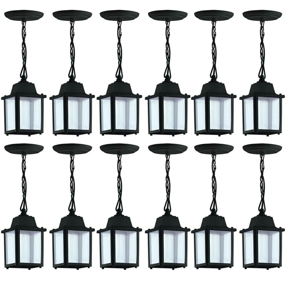 Kit 12 Pendentes 37cm Luminárias Pretas de Teto Vintage Bivolt Decoração