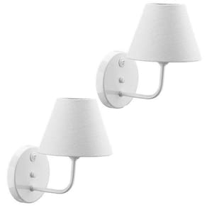 Kit 2 Arandelas Brancas Interruptor Bivolt Parede Cúpulas Tecido Quartos Luminárias