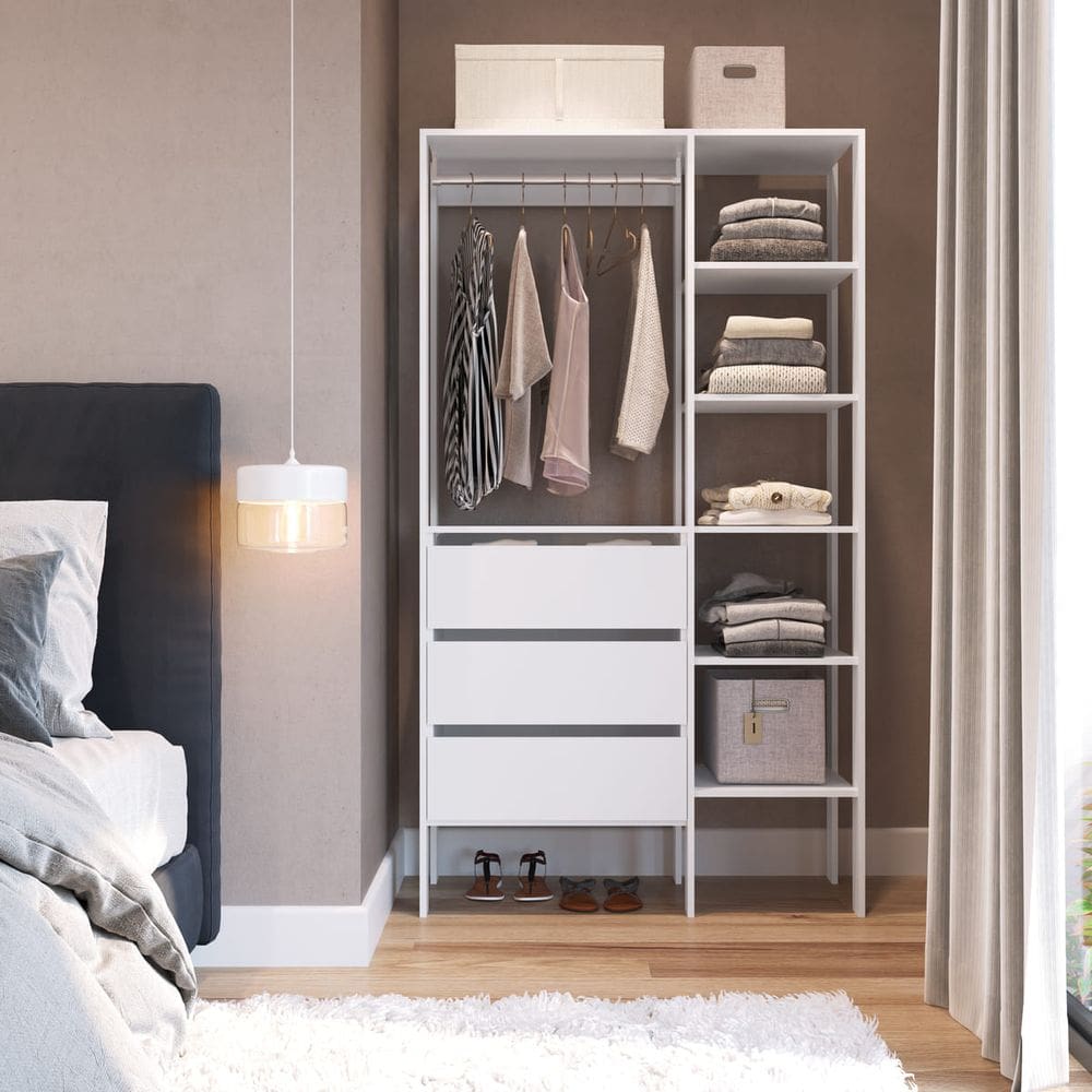 Closet com 3 Gavetas 5 Prateleiras 181x100cm DB001 Branco