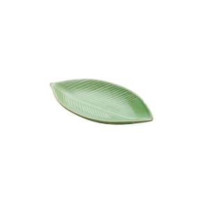 Prato Decorativo de cerâmica Banana leaf verde R.4135