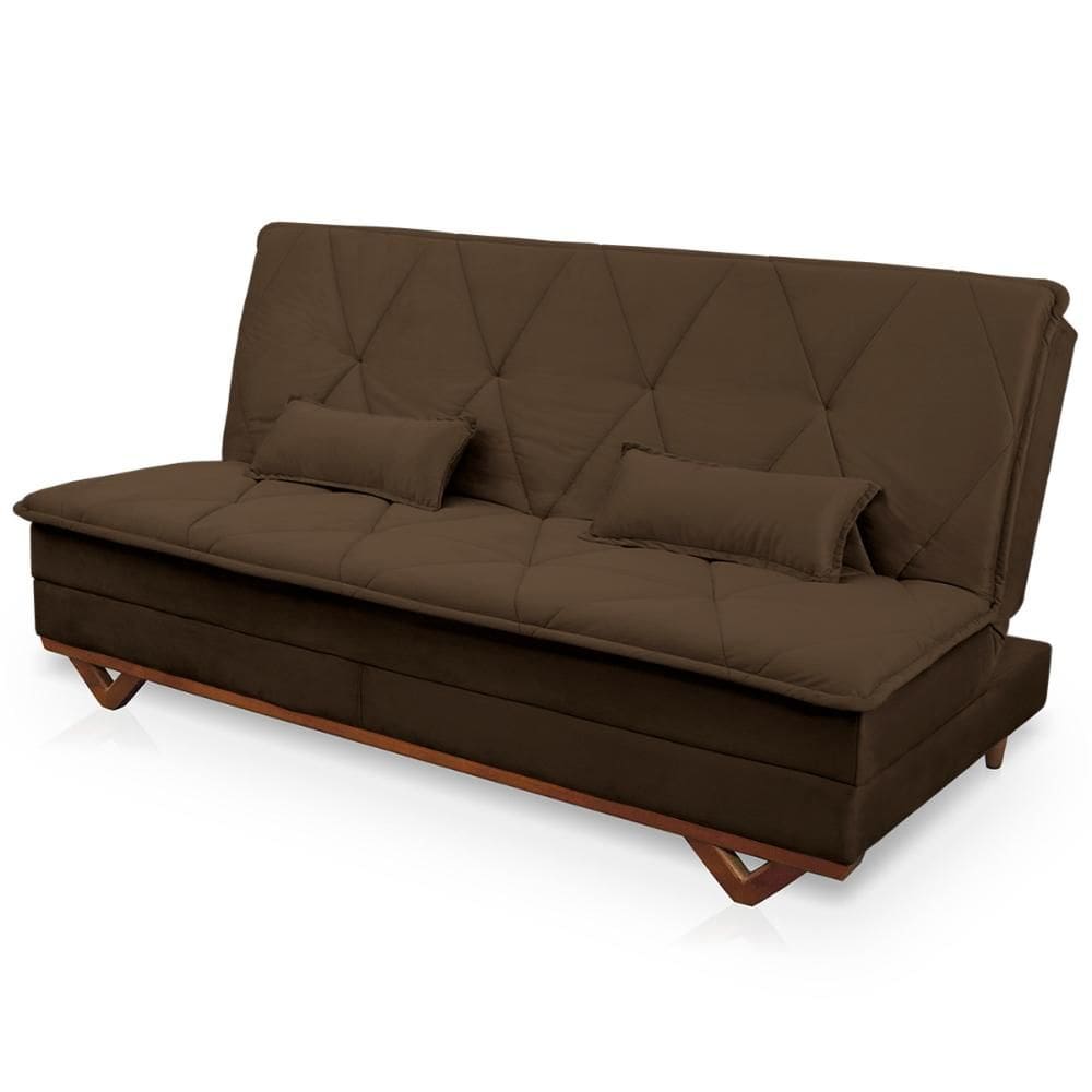 Sofá Cama Estoril 1,90m Marrom Suede Velut - King House