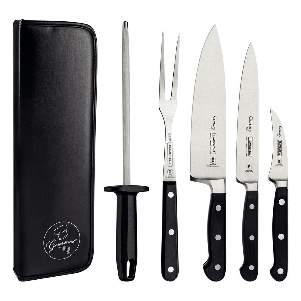 Jogo De Facas Tramontina Inox C/ Estojo Century 6pçs Preto