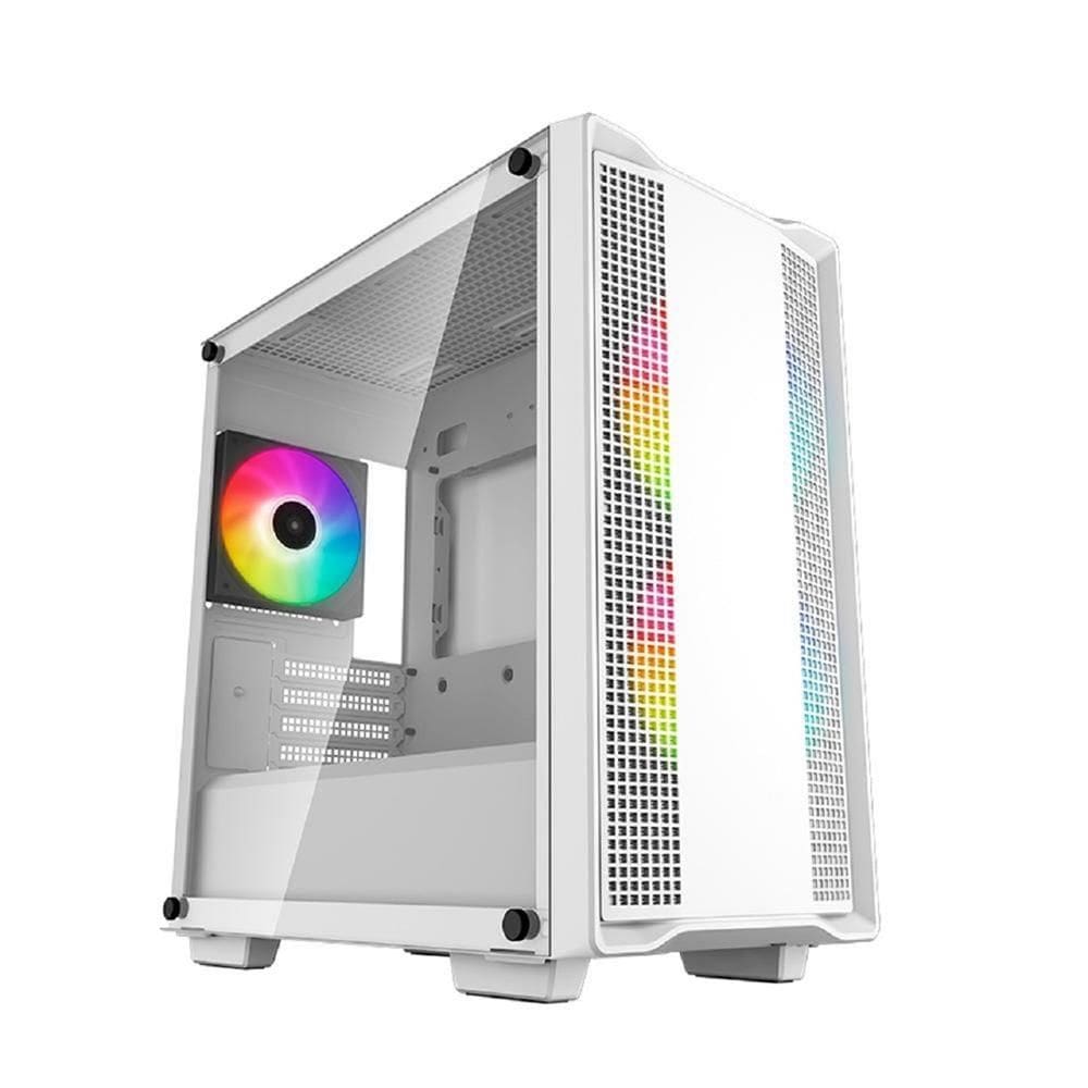 Gabinete Gamer DeepCool CC360 WH ARGB, Mid Tower, Vidro Temperado, Sem Fonte, Com 3 Fans, Branco