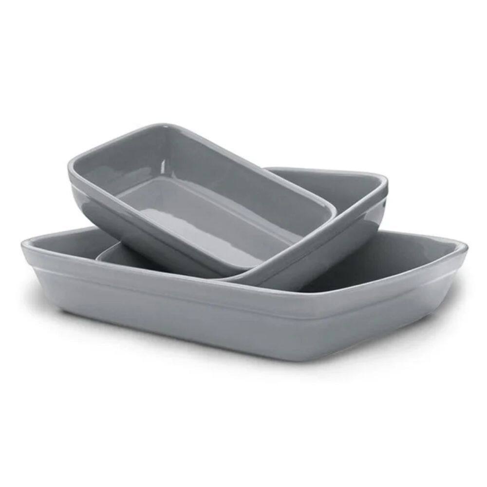 Conjunto com 3 travessas de cerâmica grafite R.TRTV-003GR