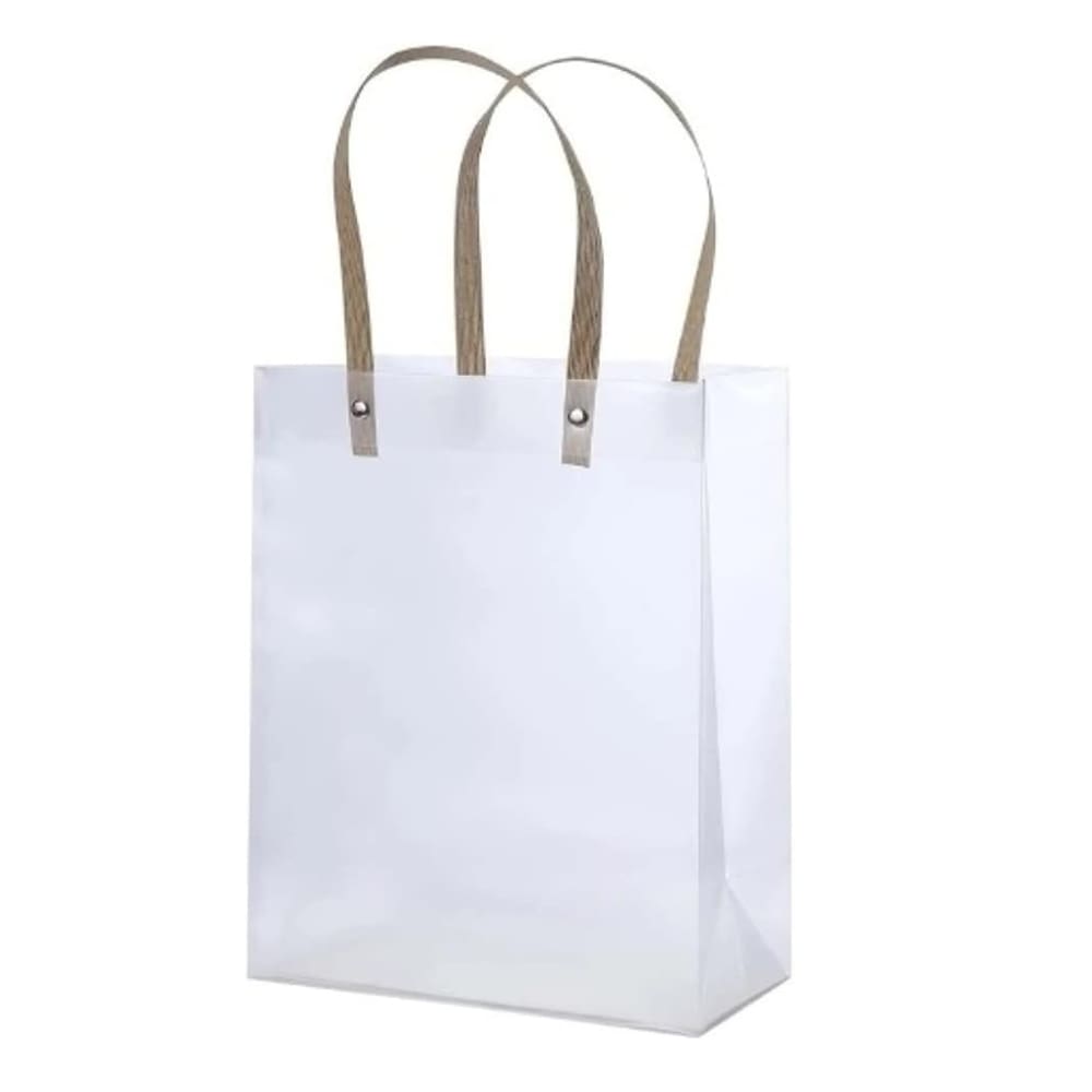 4 Sacolas para Presente Fosca Transparente com Alça 25x20x10
