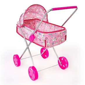 Carrinho de Boneca Roma Xikitinha Rosa com Unicórnio 100001 - Brinquedos Oliveira