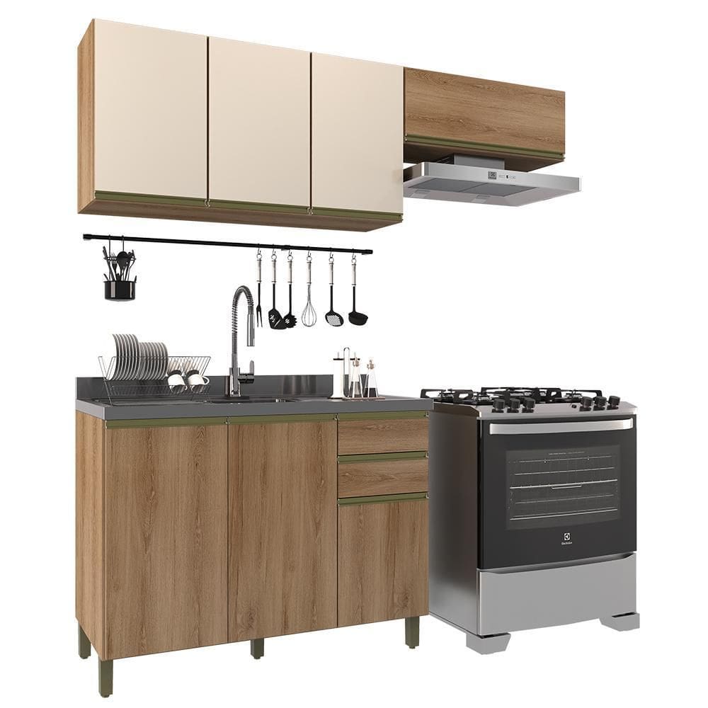 Cozinha Modulada Dinamarca 3 Peças com Balcão 120cm sem Tampo - Indékes