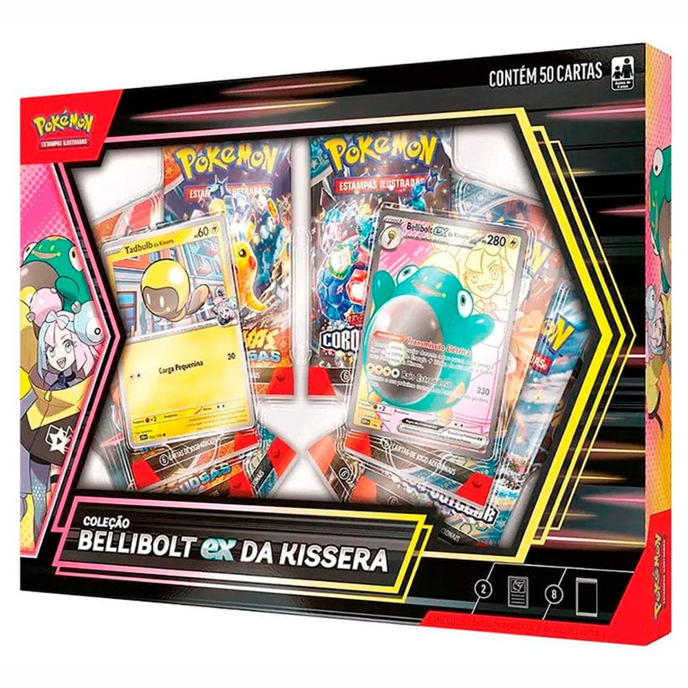 Box Pokémon Coleção Bellibolt EX da Kissera com 50 Cartas 100-10436 35257 - Copag