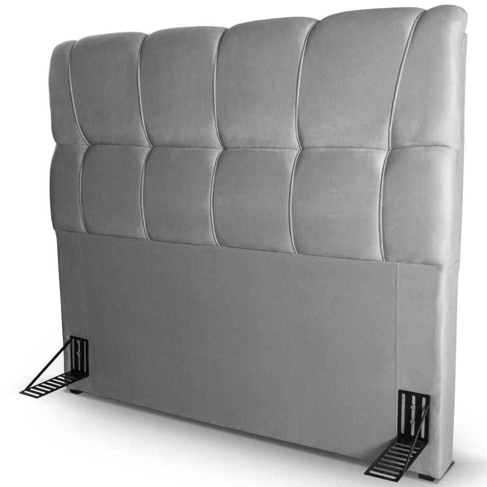 Cabeceira Cama Box Solteiro 90cm Suede Velut Cinza - King House