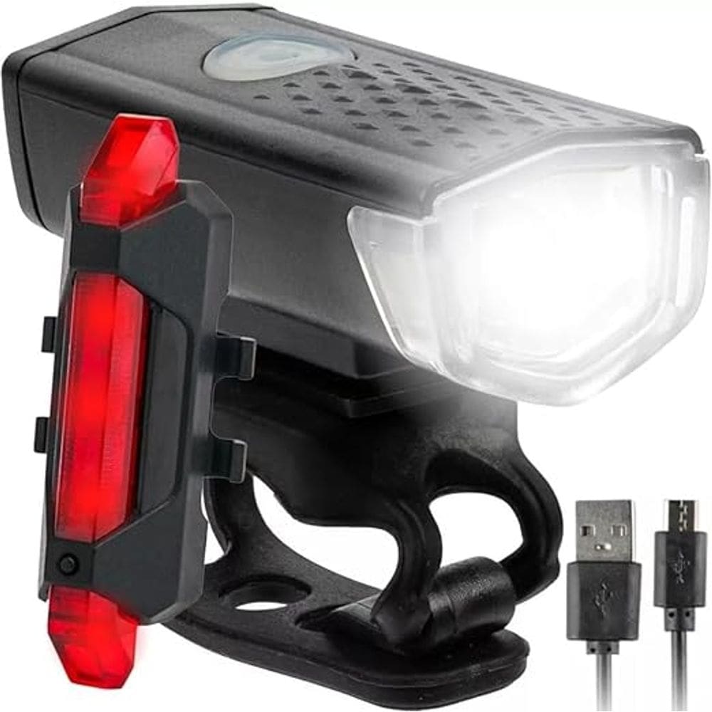 Luz para bicicleta com carga USB luz super brilhante luz de ciclismo luz dianteira de bicicleta à prova d`água conjunto luz traseira
