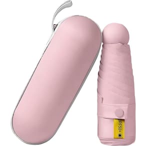 Mini Guarda-Chuva Dobrável Automático, Proteção UV (Rosa)