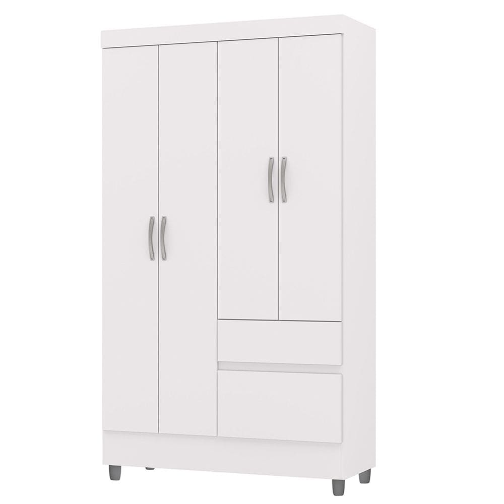 Guarda Roupa Solteiro 103cm 4 Portas Mayra Flex Branco V02 - Mpozenato