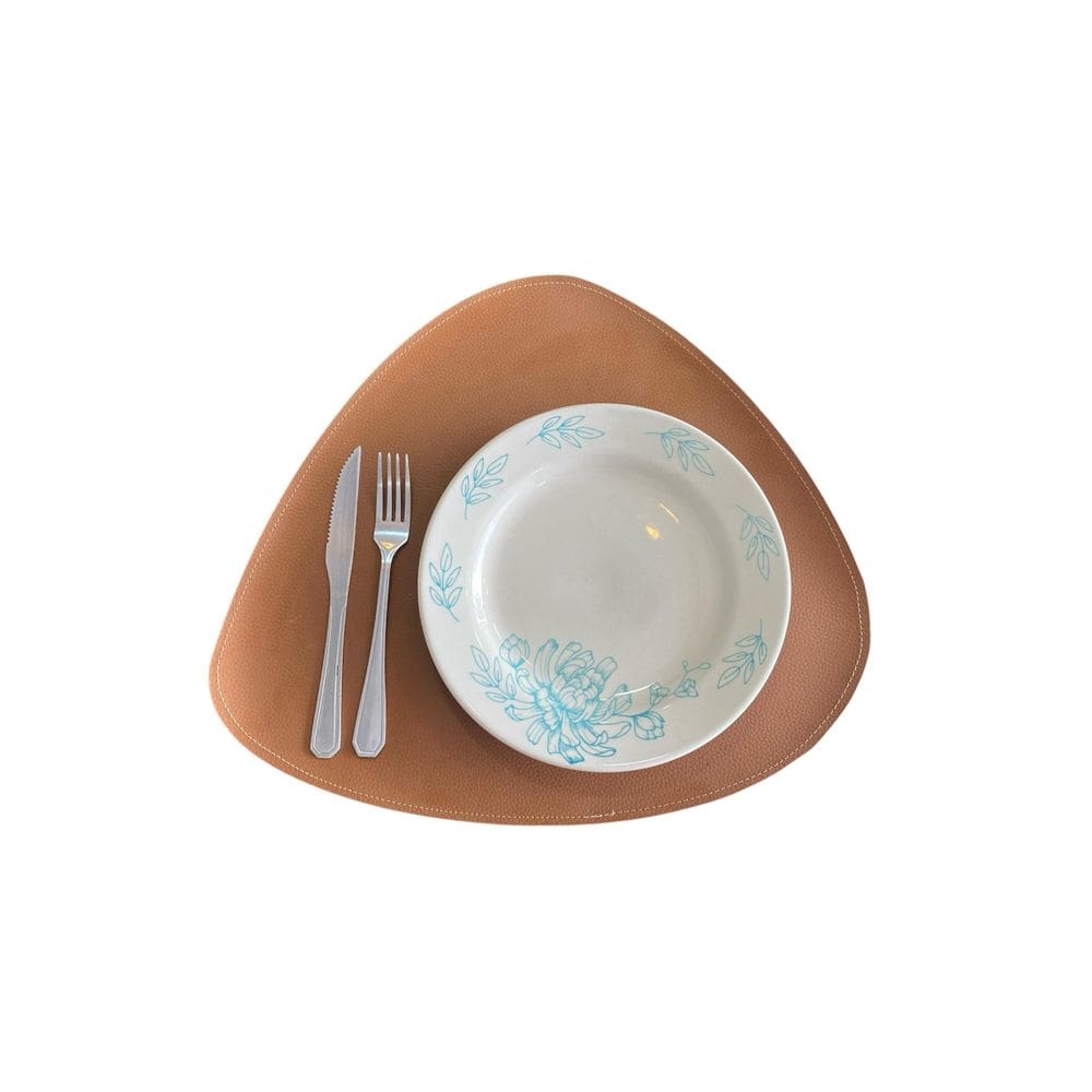 Jogo Americano Couro Kit 4Un Costurado Mesa Marrom
