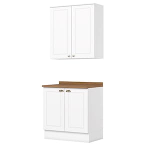 Armario Aereo E Balcao 80cm Americana Branco Nature Henn