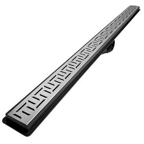Ralo Linear 5x80 Banheiro Inox Oriente Coletor Preto Saídas 40mm com Tela (5cm x 81cm)