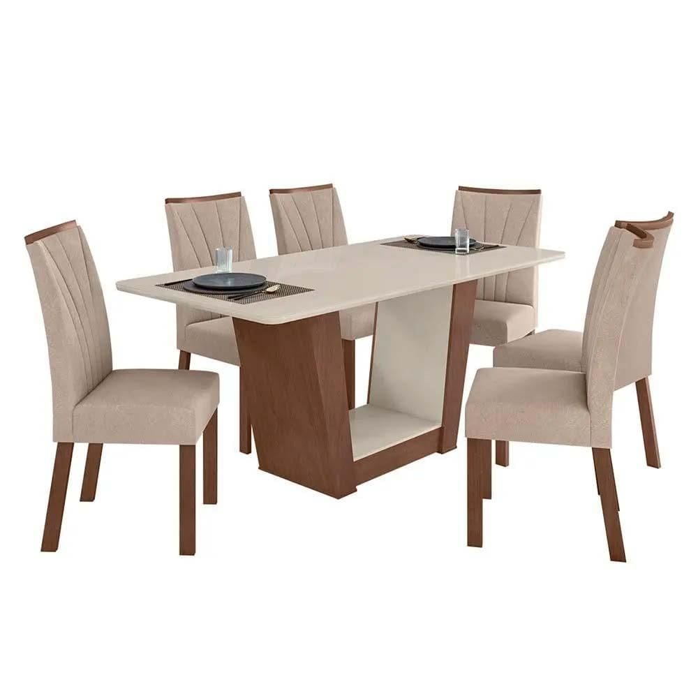 Jogo De Mesa Lopas Apogeu 170X90 com 6 Cadeiras