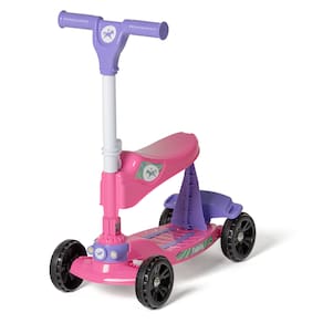 Patinete Calesita Rosa Infantil 2 Em 1 C/ Banquinho Tateti