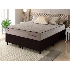 Conjunto Cama Box Espuma San Diego Bege Queen 158x198x67