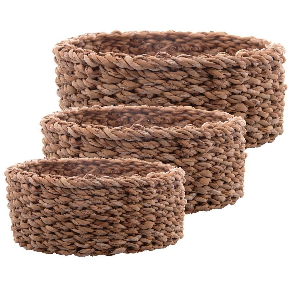 Conjunto Com 3 Cestas Redondas De Fibra Natural - Wolff