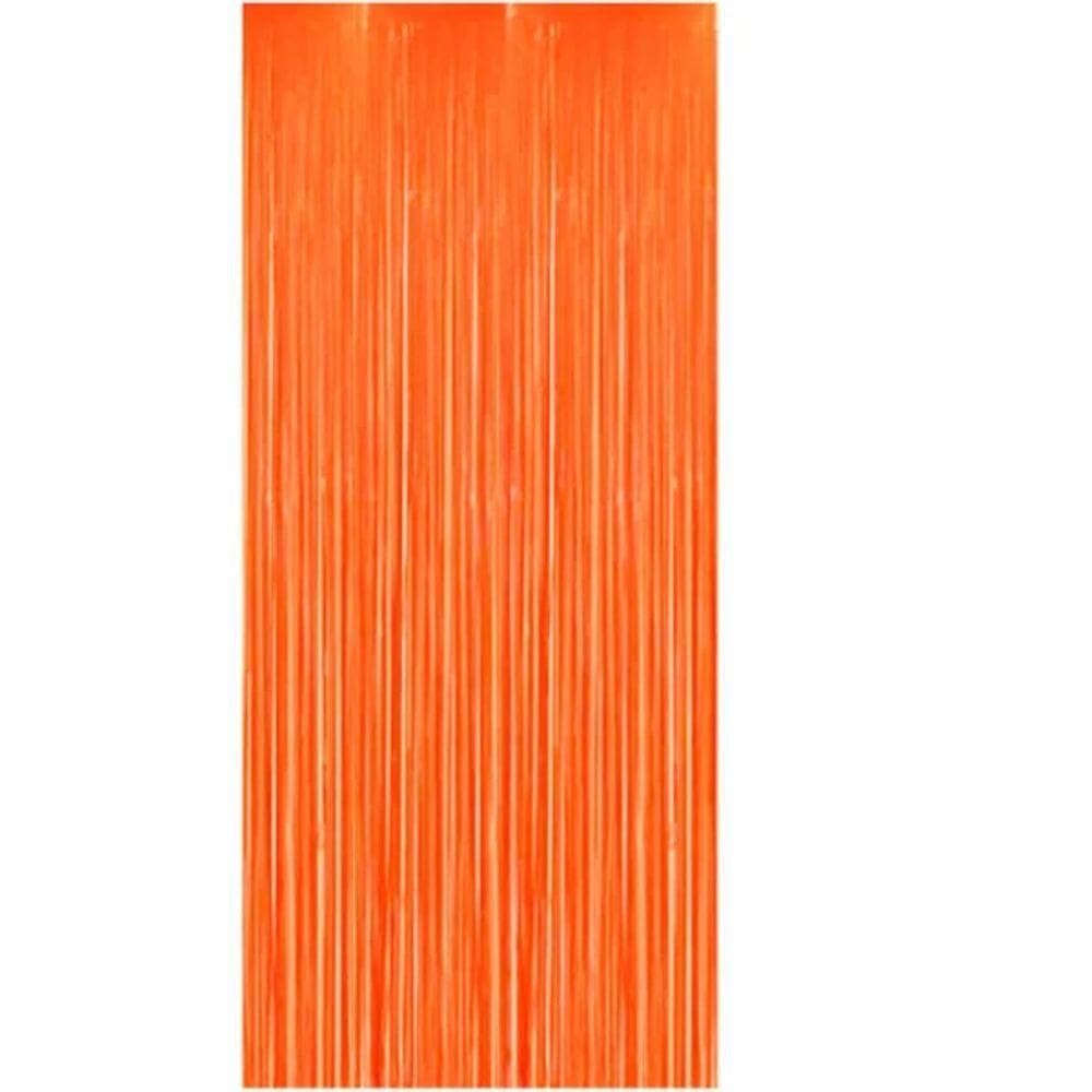 Cortina Fitas Metalizadas Laranja Neon - 1x2 Metros