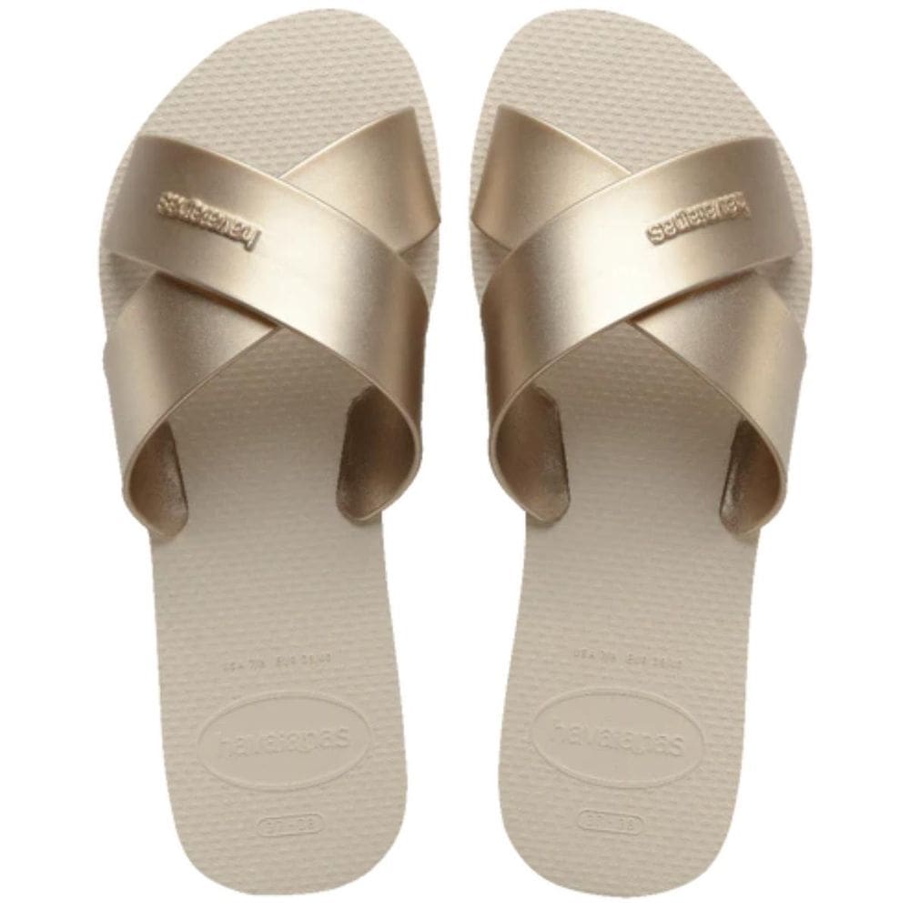 Rasteira Havaianas Aqua Metálica Feminina - Bege