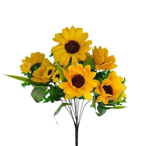 Buquê Flor Artificial Girassol Decoração Ambiente - 46cm