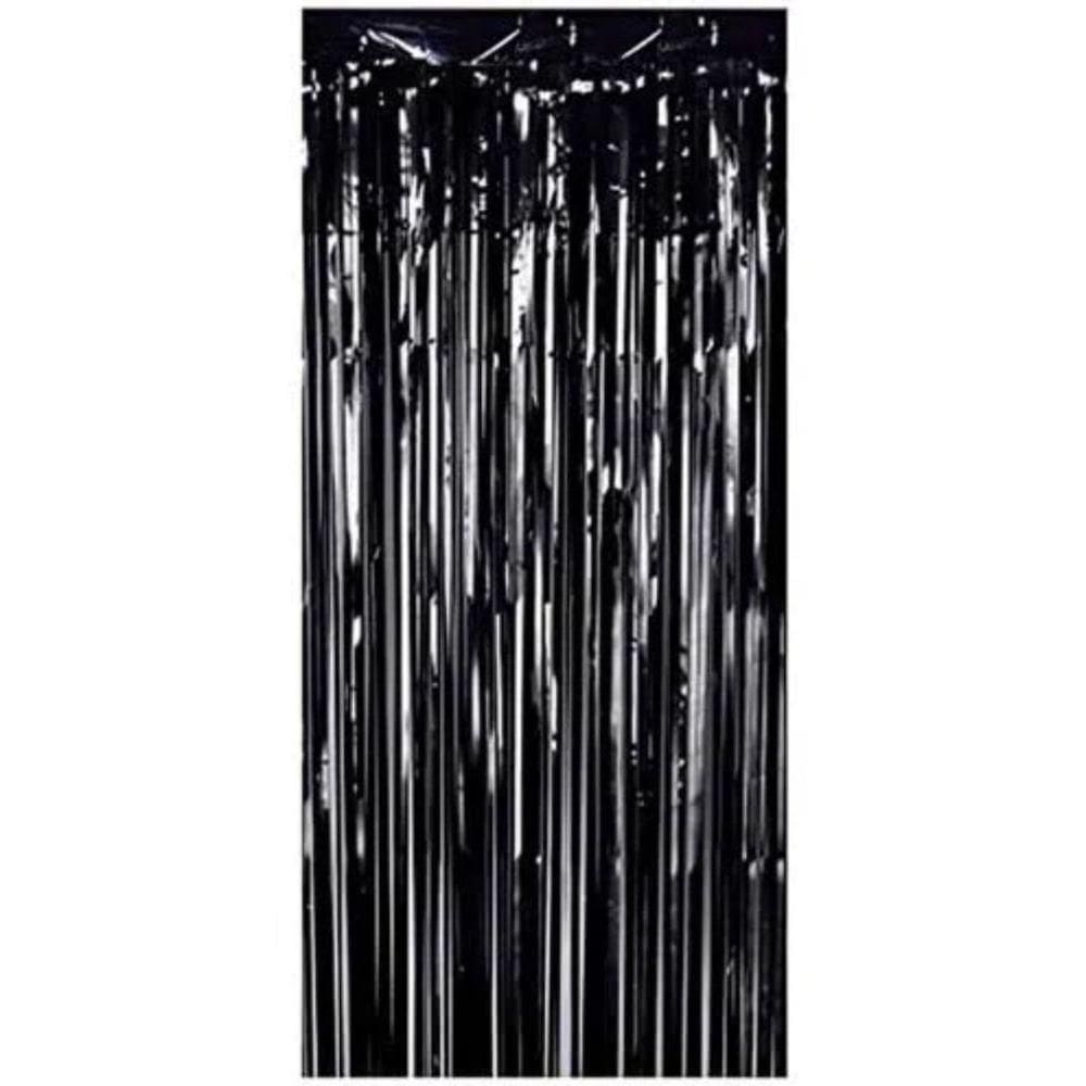 Cortina Fitas Metalizadas Preto Liso - 1x2 Metros