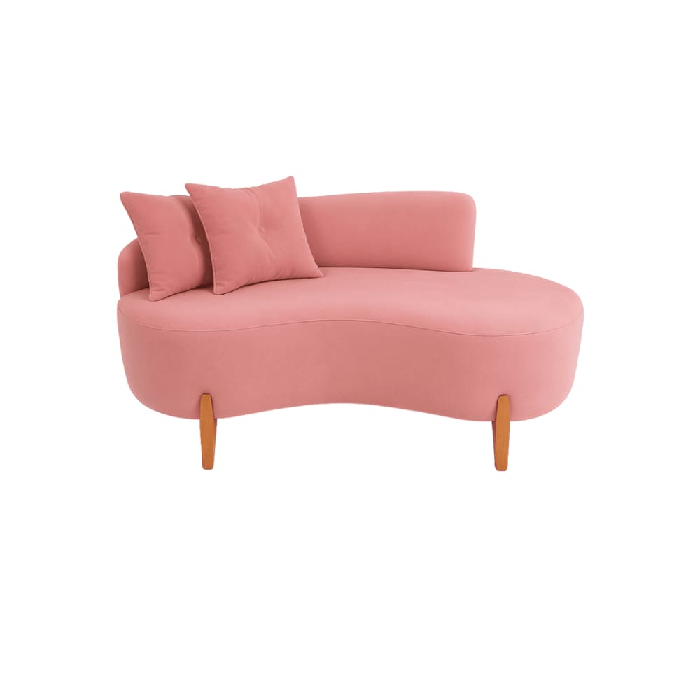 Sofá Orgânico 2 Lugares C/2 Almofadas Curvo Sala Recepção Veludo Rosê  - Montanaris Decor