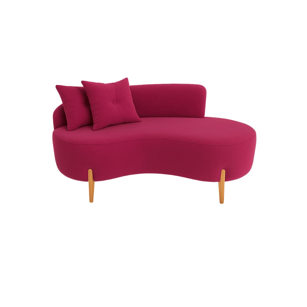 Sofá Orgânico 2 Lugares C/2 Almofadas Curvo Sala Recepção Veludo Vermelho - Montanaris Decor