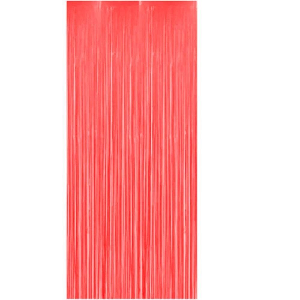 Cortina Fitas Metalizadas Vermelho Neon - 1x2 Metros