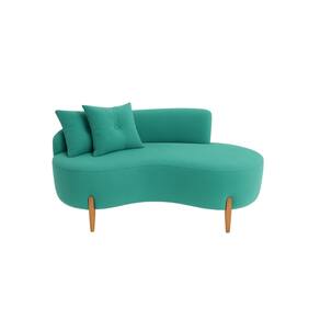 Sofá Orgânico 2 Lugares C/2 Almofadas Curvo Sala Recepção Veludo Azul Turquesa - Montanaris Decor