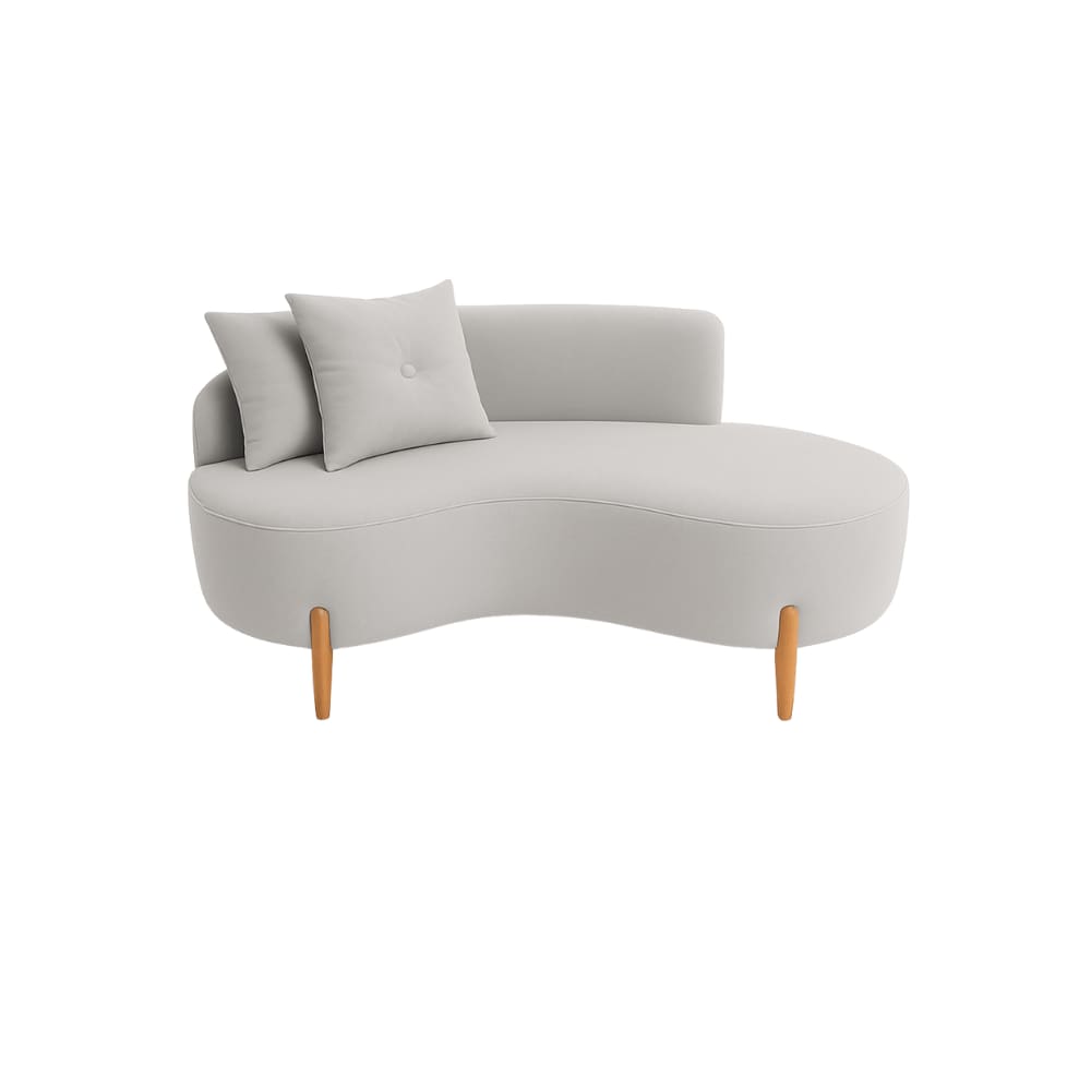 Sofá Orgânico 2 Lugares C/2 Almofadas Curvo Sala Recepção Veludo Cinza - Montanaris Decor