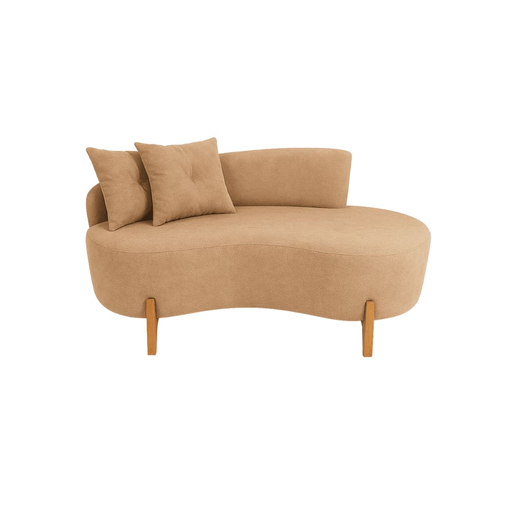 Sofá Orgânico 2 Lugares C/2 Almofadas Curvo Sala Recepção Veludo Cappuccino - Montanaris Decor