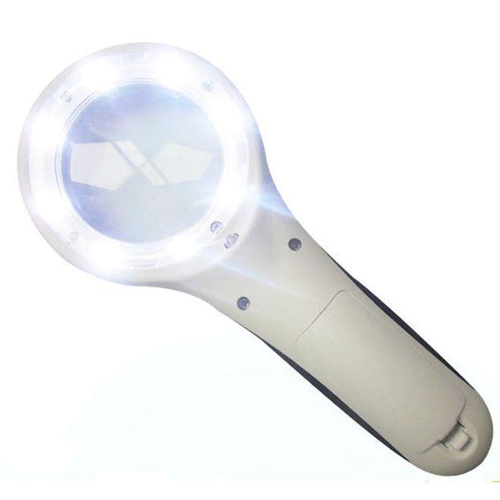 Lupa Para Estética De Mao Luz 8 Leds Branco + Ultra Violeta