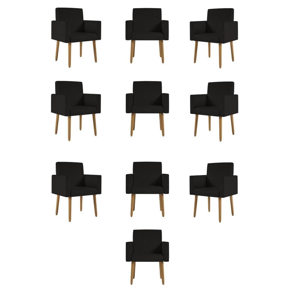 Kit 10 Poltronas Pés Palito Suede Nina