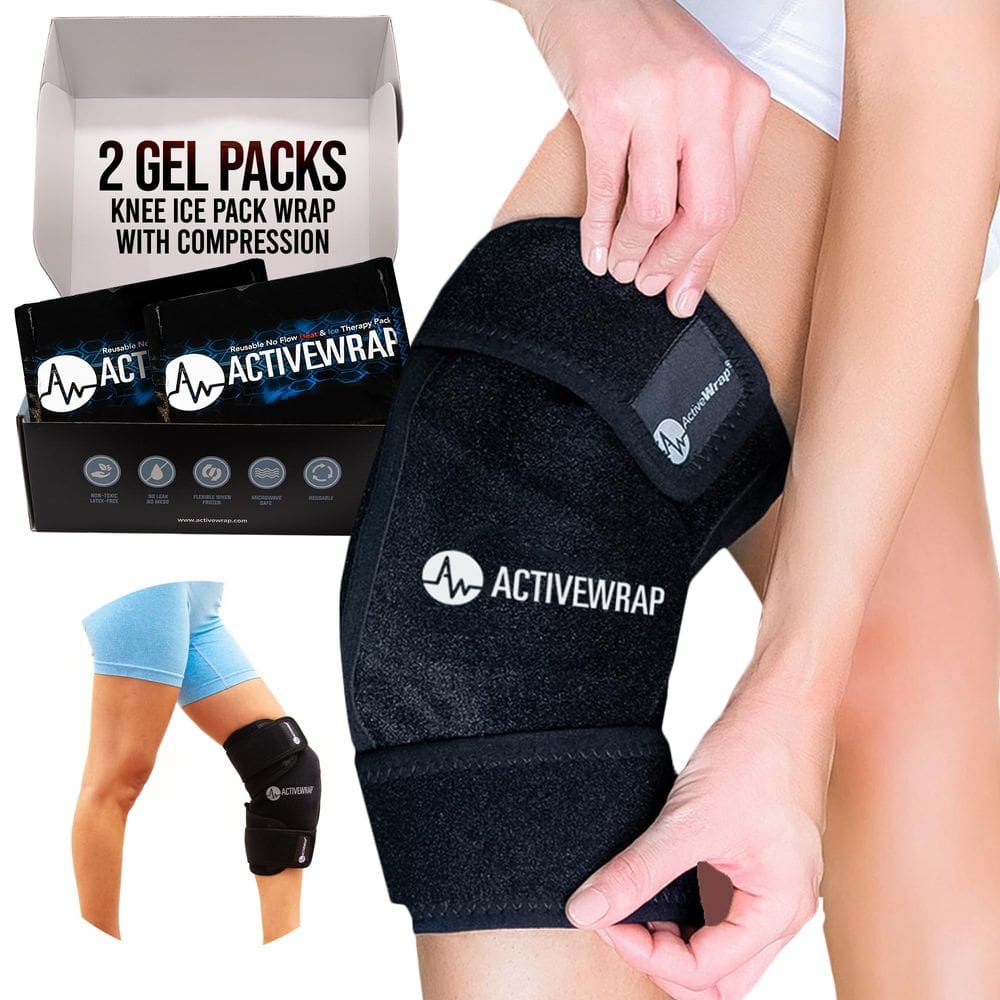 Knee Ice Pack Wrap ActiveWrap com compressão e 2 pacotes de gel