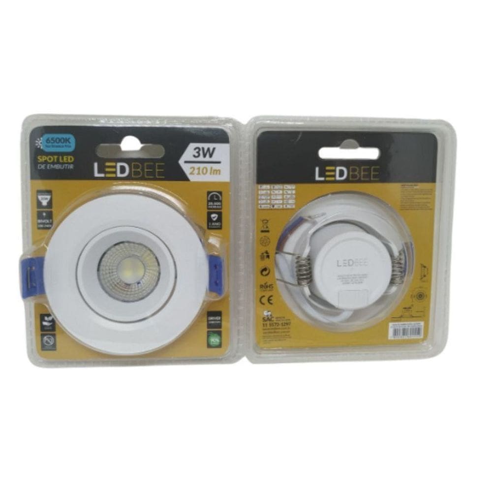 Lampada LED SPOT Branca Redondo Bivolt 03W 6500K Ledbee