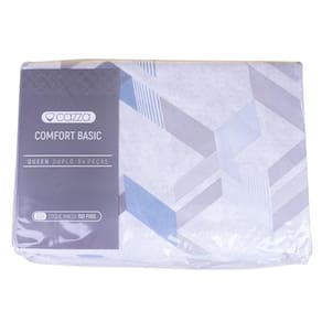 Jogo de Cama Queen 4 Peças Microfibra Andreza Faixas Geométricas Azul